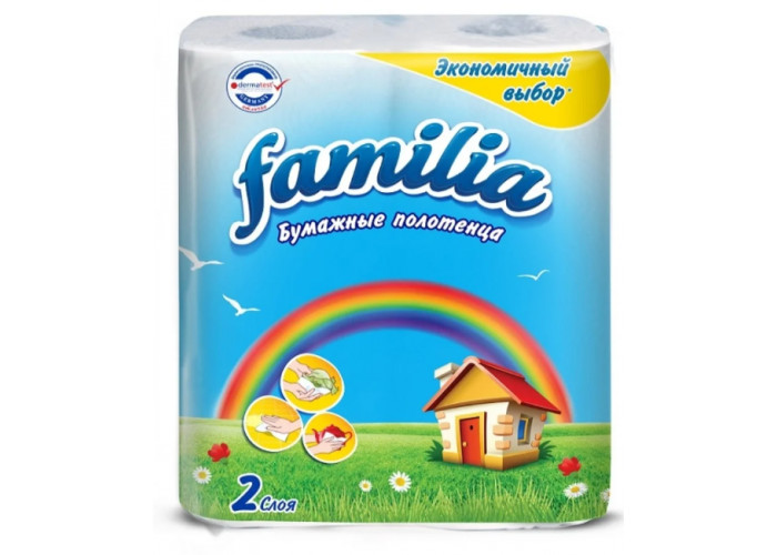 Полотенца бумажные белые двухслойные 2 шт.Familia