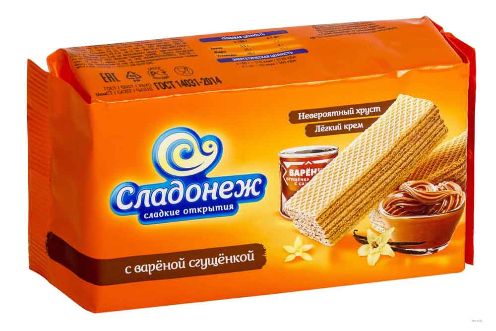 Вафли Сладонеж с вареной сгущенкой 170г.