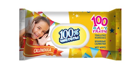 Салфетки влажные для детей с календулой 100шт.