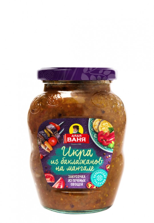 Закусочка из печеных овощей Дядя Ваня Икра из баклажанов  на мангале 370 гр